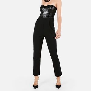 Express Black Sequin Top Sweetheart Jumpsuit